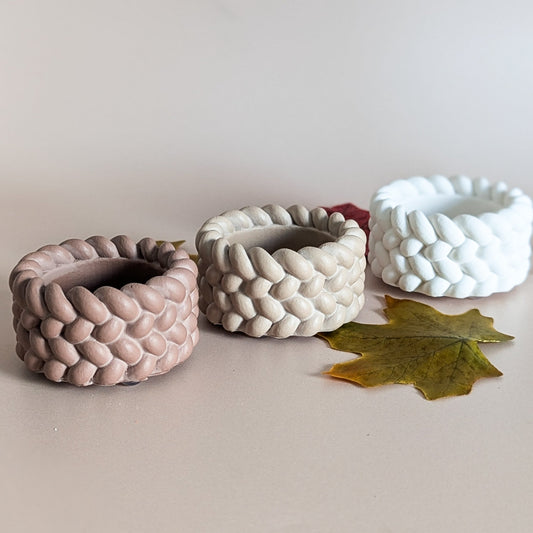 Knitted Style Cosy Tealight Candle Holders – Decorative Home Ambient Lights