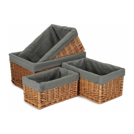 Double Steamed Grey Cotton Lined Willow Storage Baskets-0