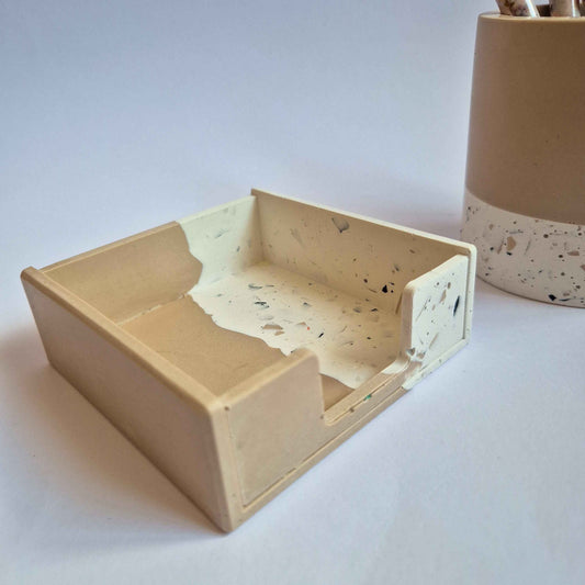 Half Terrazzo Sticky Notes Holder – Memo Pad Desk Storage Organiser