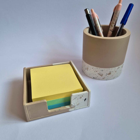 Half Terrazzo Sticky Notes Holder – Memo Pad Desk Storage Organiser