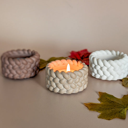 Knitted Style Cosy Tealight Candle Holders – Decorative Home Ambient Lights
